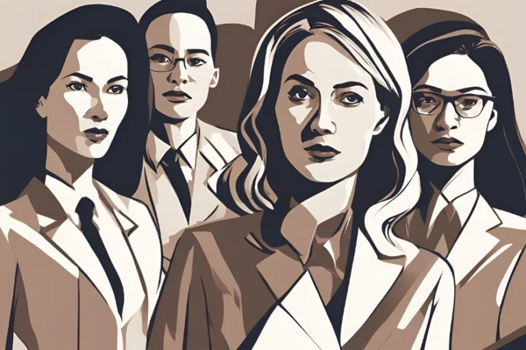 Una líder hablando ante su equipo con determinación y lenguaje corporal que inspira confianza, demostrando habilidades de oratoria